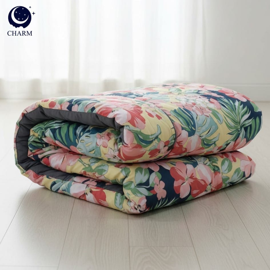 ผ้าห่มนวม 70&times;80 นิ้ว CHARM รุ่น CLASSIC ทูโทน ลาย FLORAL